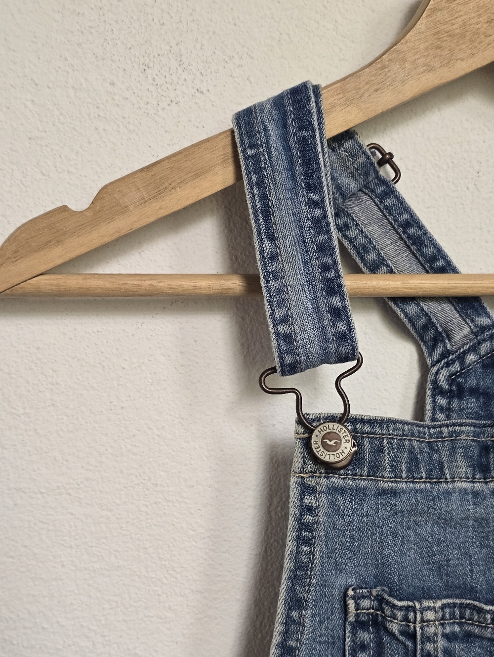 Hollister XS Distressed Denim Overalls Light Wash Skinny Fit - Picture 6 of 15